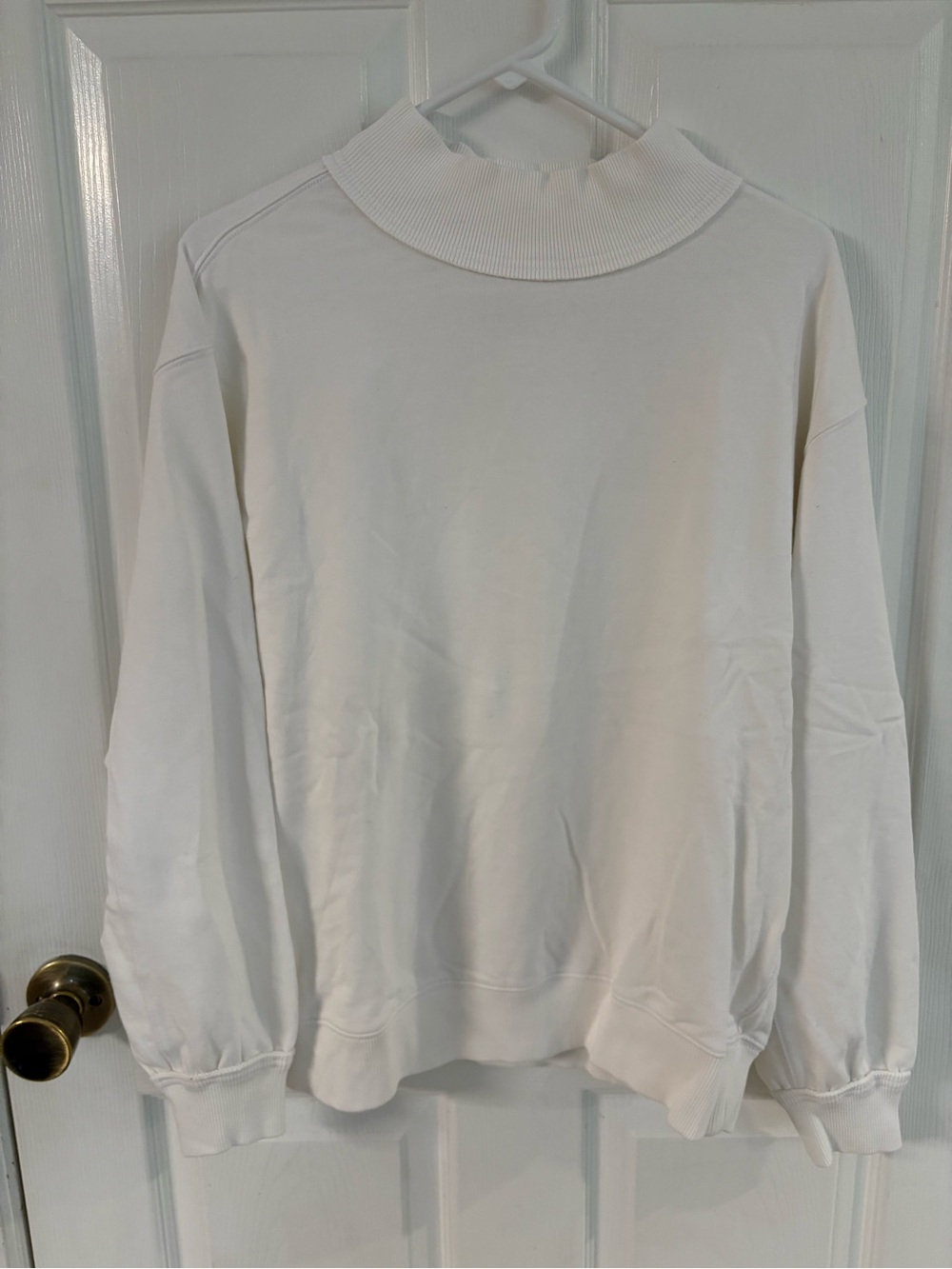 NEW aerie white Mock Neck Pullover Sweatshirt